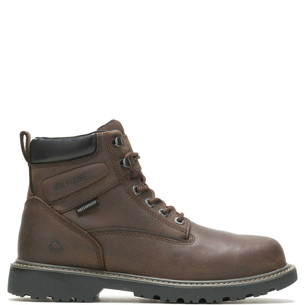 MEN'S WOLVERINE BROWN FLOORHAND WATERPROOF 6" WORK BOOT W10643